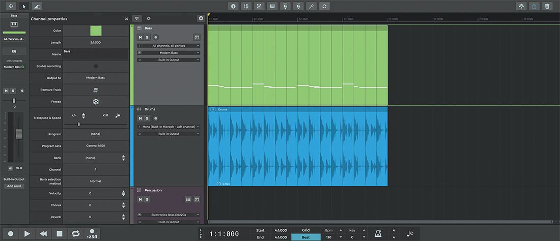 Интерфейс многодорожечного проекта в n-Track Studio